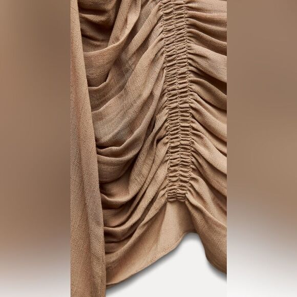 Zara viscose blend ruched draped top - Picture 2 of 5